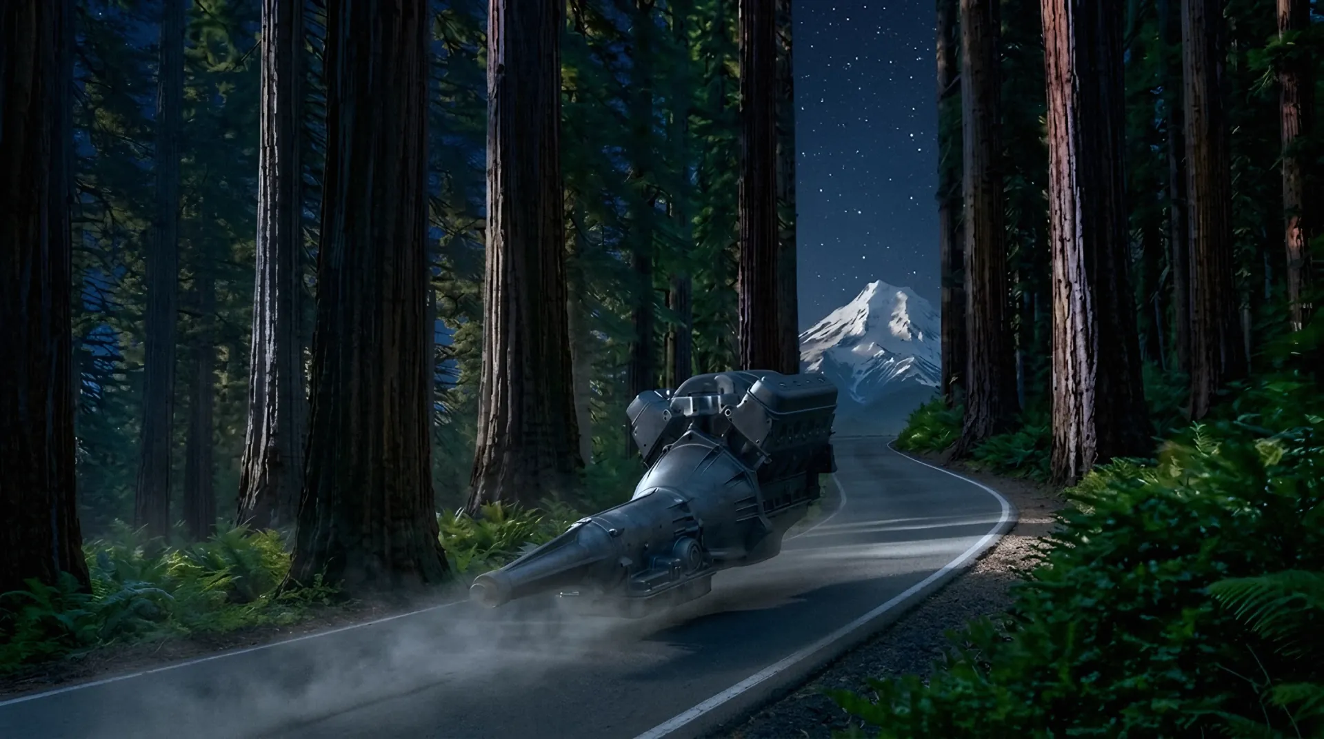 Sequoia forest under a night sky